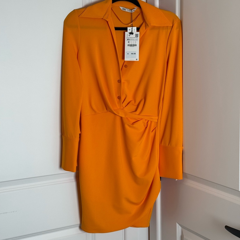 NWT Zara Orange Button-Up Dress